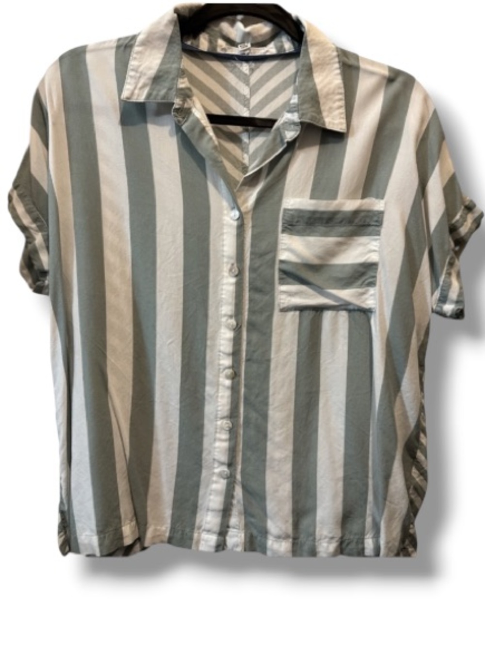 Jane + Delancey Women’s Collared Striped Top Cap Sleeve Shirt Coastal Nautical